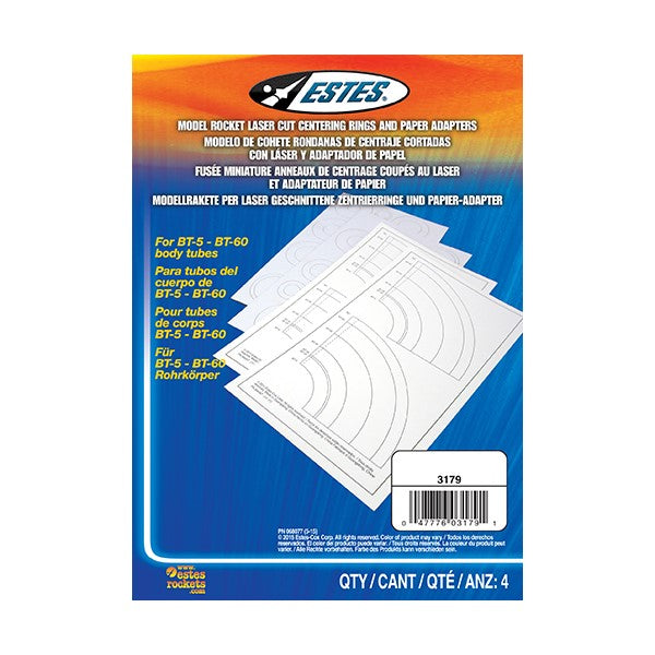 Laser Cut Centering Rings and Paper Adapters Package for Building Model Rockets
