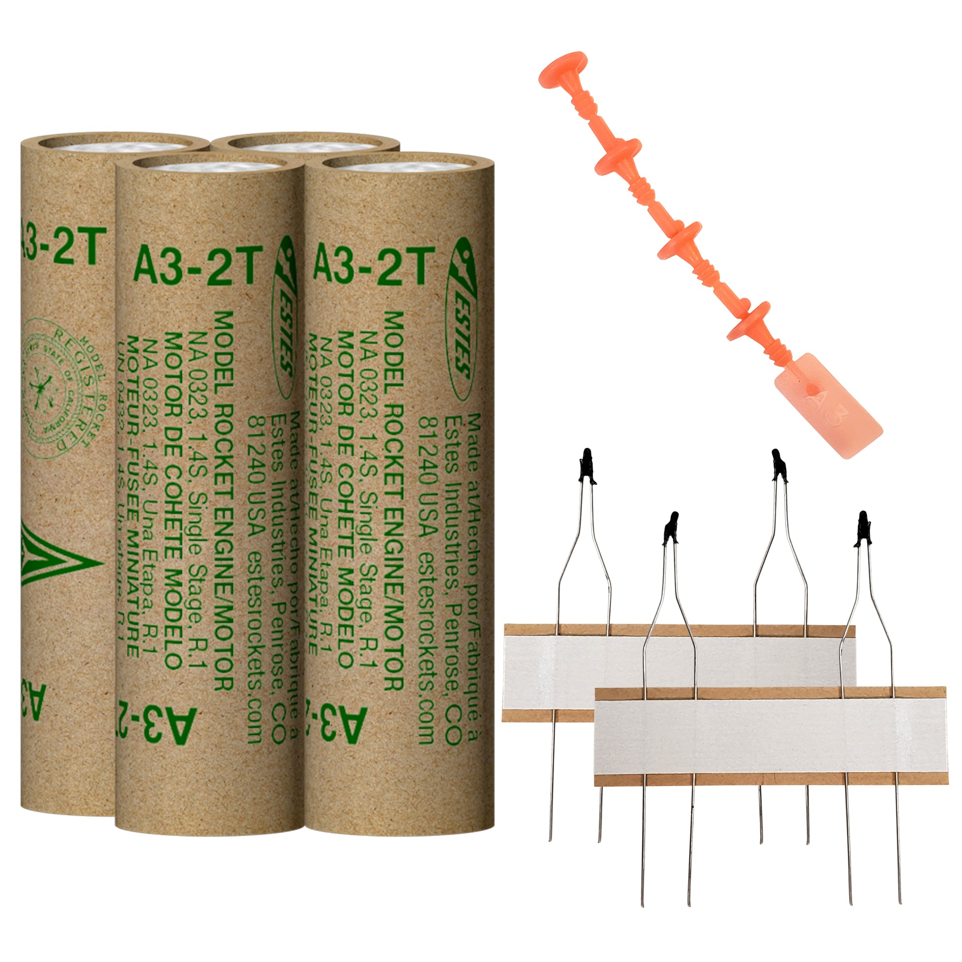 A3-2T Mini 13mm Model Rocket Engines with Plugs and Ignitors