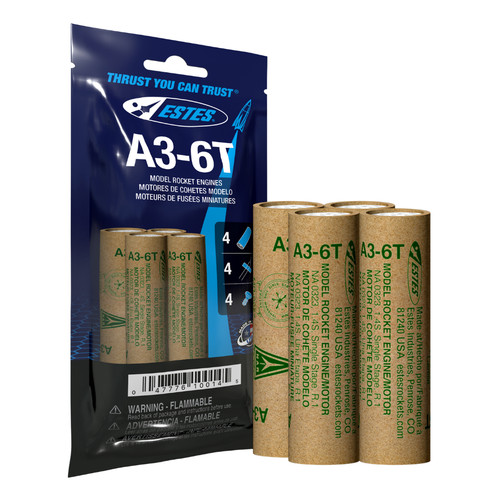 Estes A3-6T Mini 13mm Model Rocket Engines 4 Pack