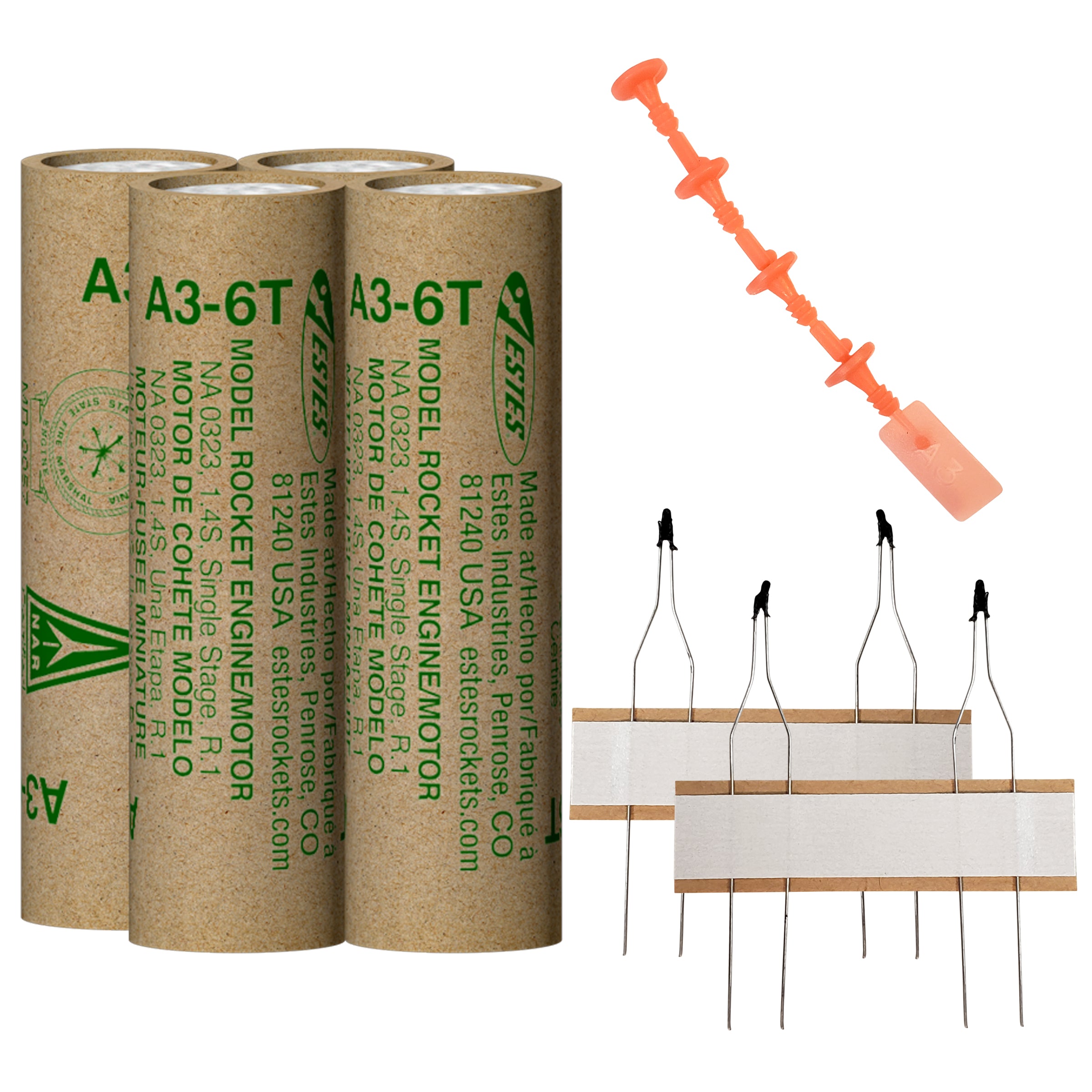 Estes A3-6T Mini Model Rocket Engines with Plugs and Ignitors