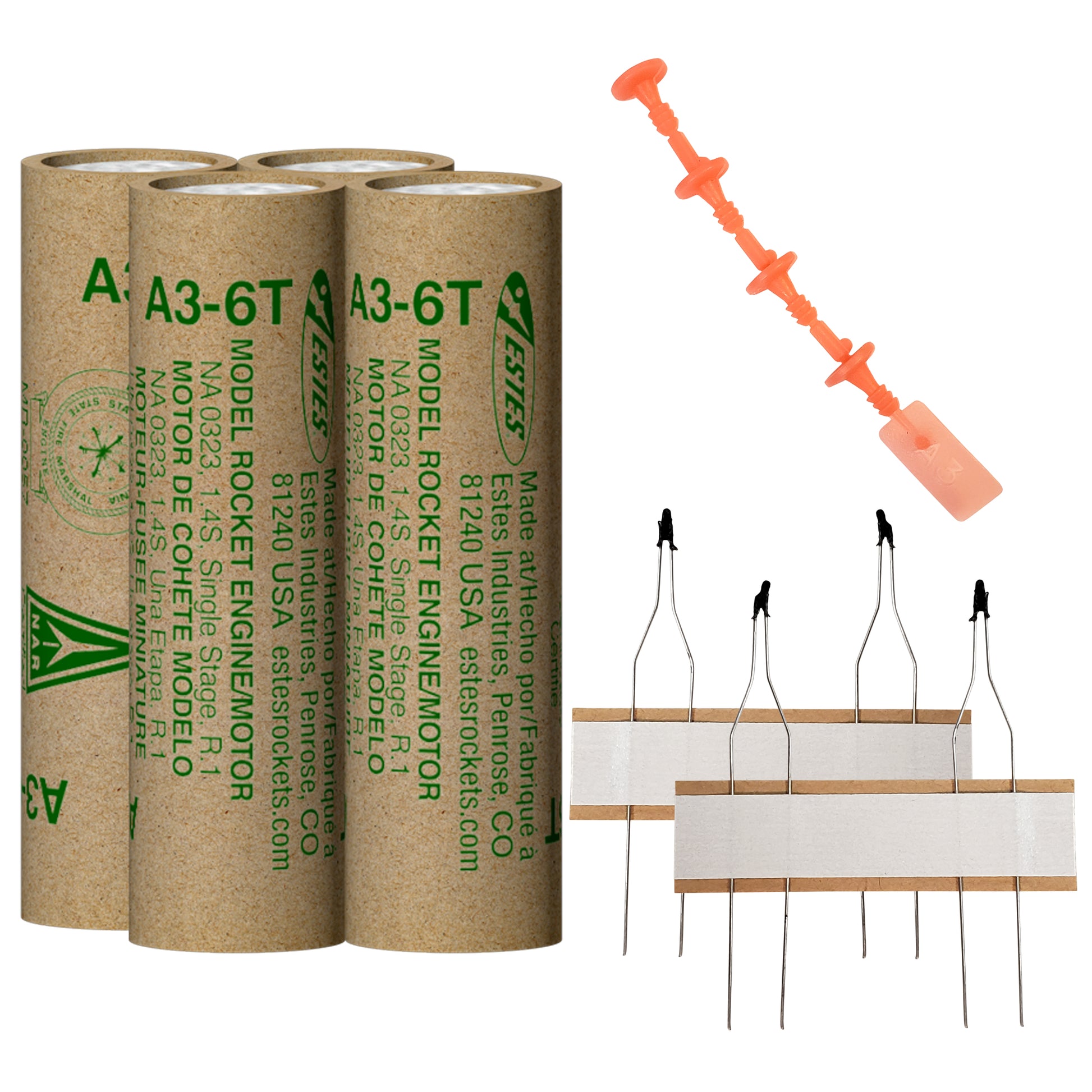 Estes A3-6T Mini Model Rocket Engines with Plugs and Ignitors