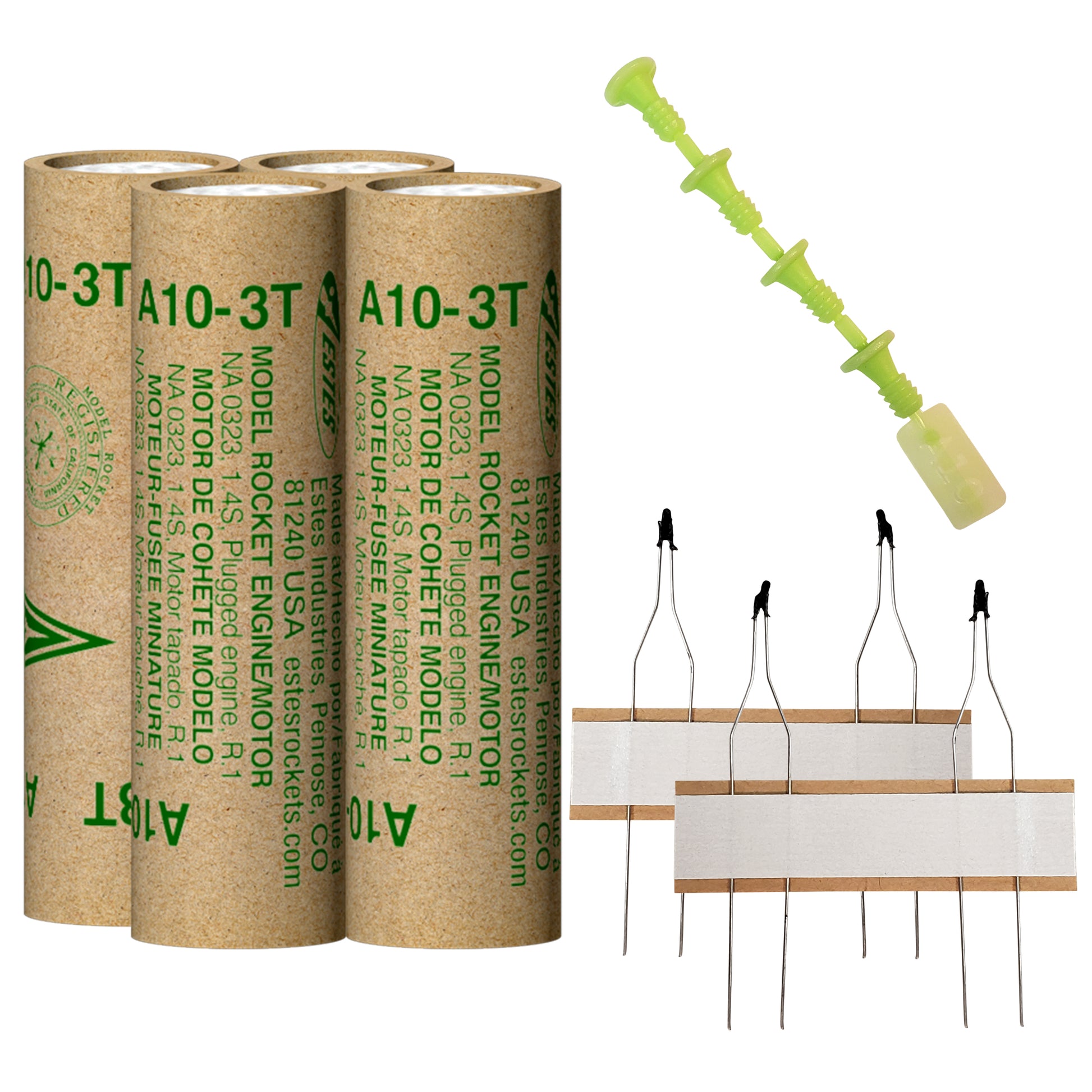 Estes A10-3T Model Rocket Engines with Plugs and Ignitors