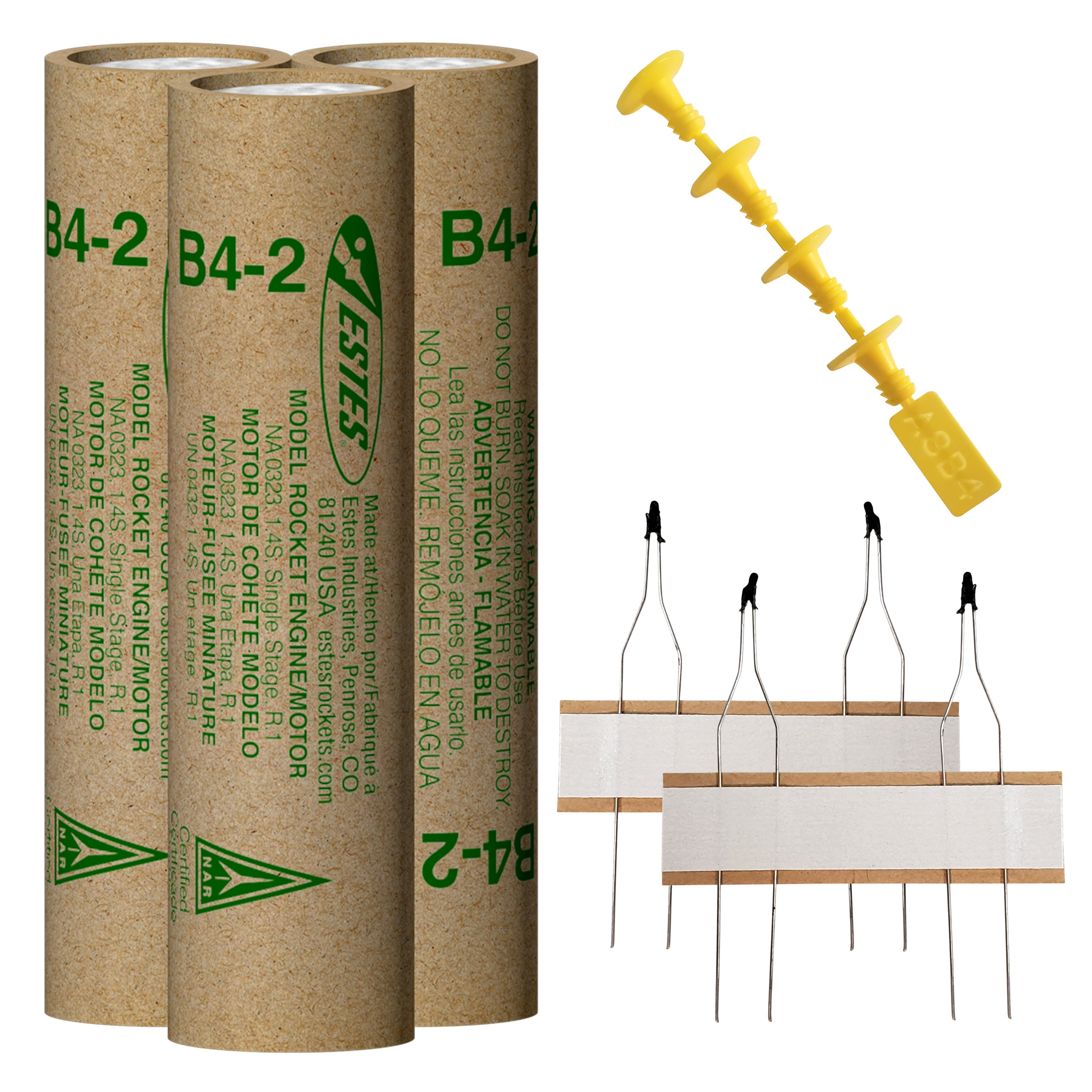 Estes B4-2 Model Rocket Engines with Plugs and Ignitors