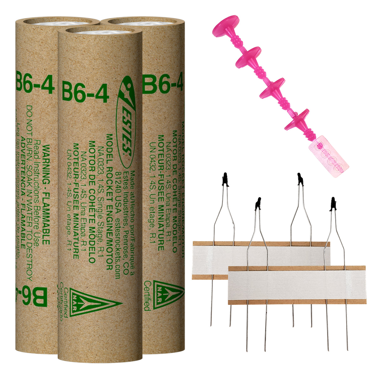 Four Engine Rocket B6-4 Engines - Standard Model Rocket Engine 3-Pack | Estes Rockets