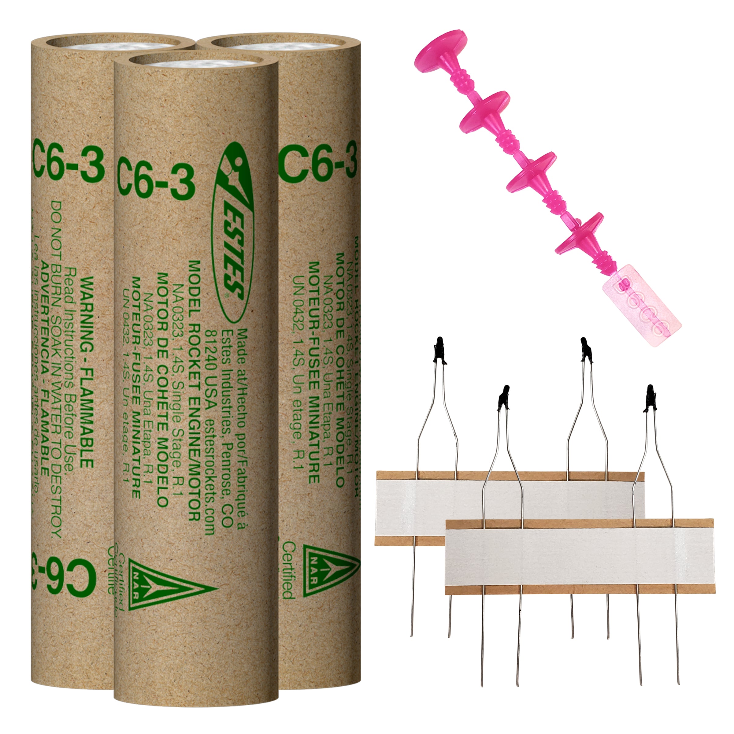 Estes C6-3 Rocket Engines with Plugs and Ignitors