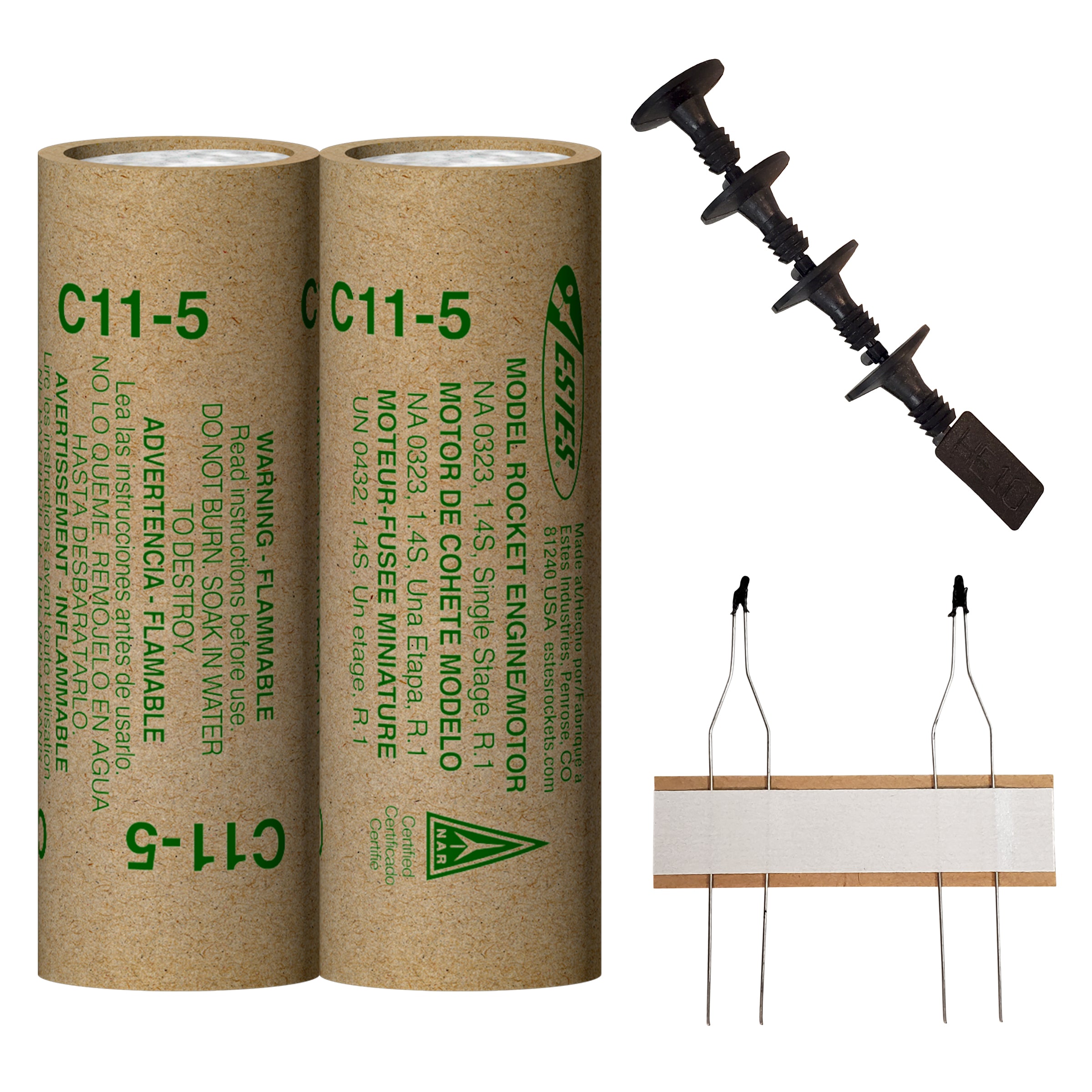 Estes C11-5 Model Rocket Engines with Plugs and Ignitors