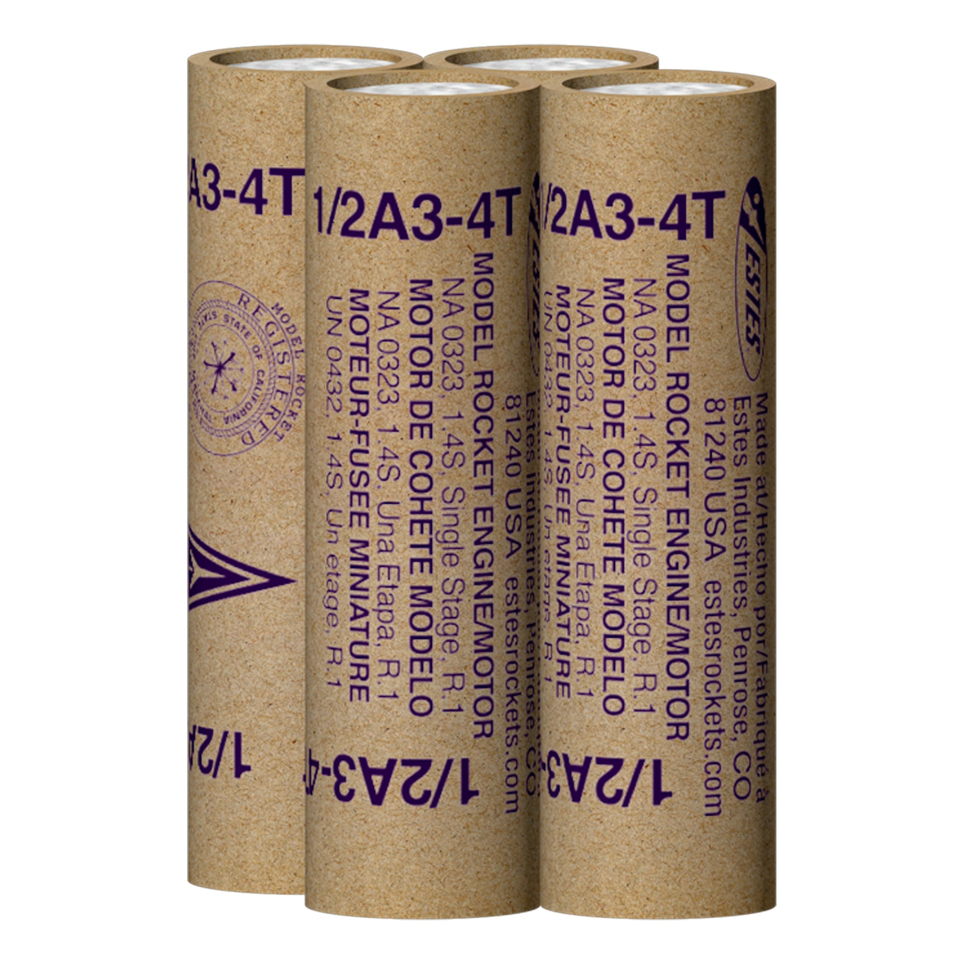 Estes 1/2A3-4T Model Rocket Engines 4 Pack