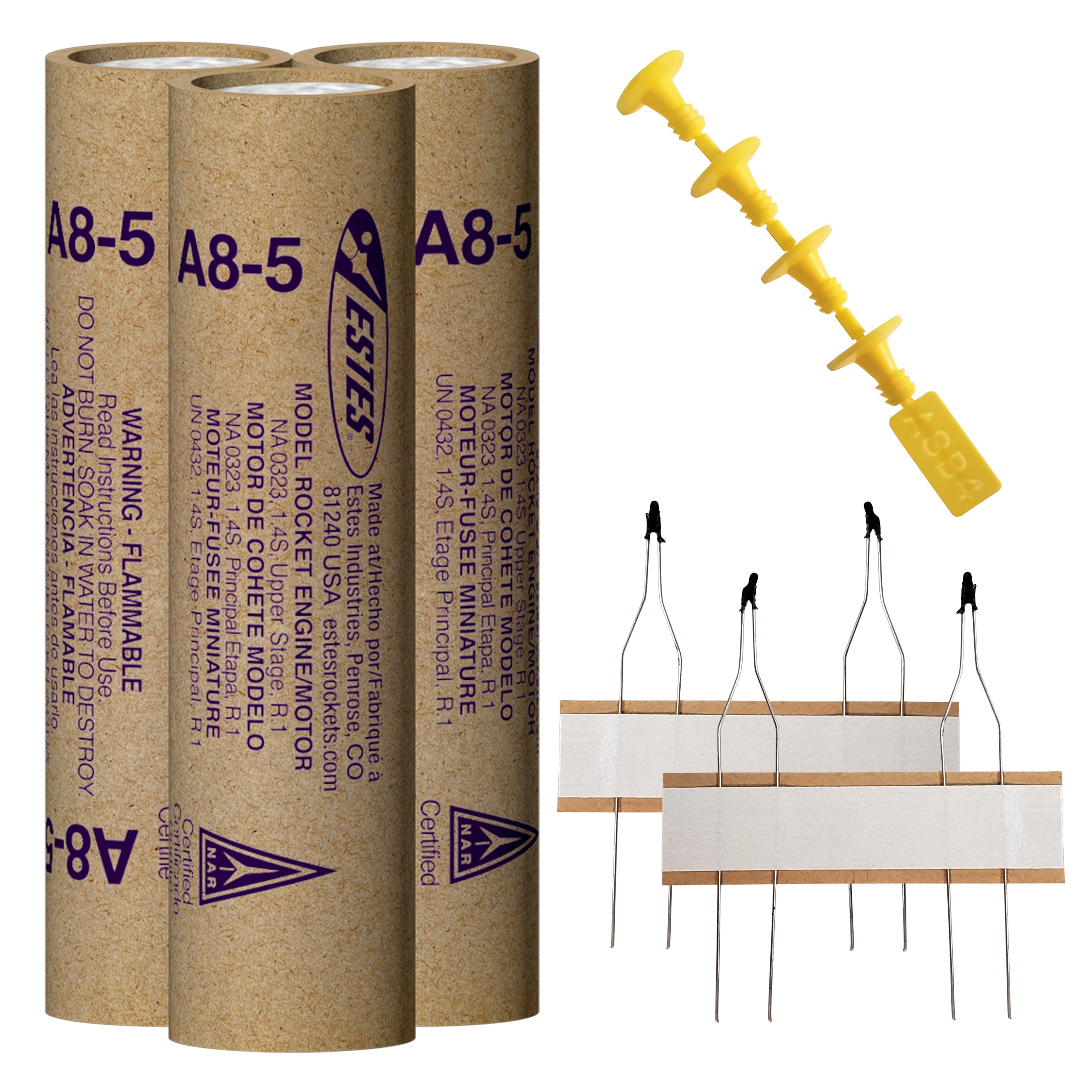 Estes A8-5 Model Rocket Engines wth Plugs and Ignitors