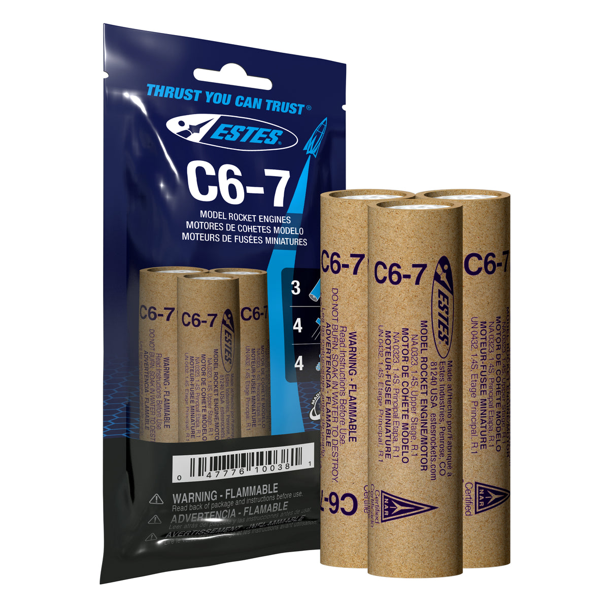 Estes C Model Rocket Engines - 18mm High-Thrust Motors | Estes Rockets