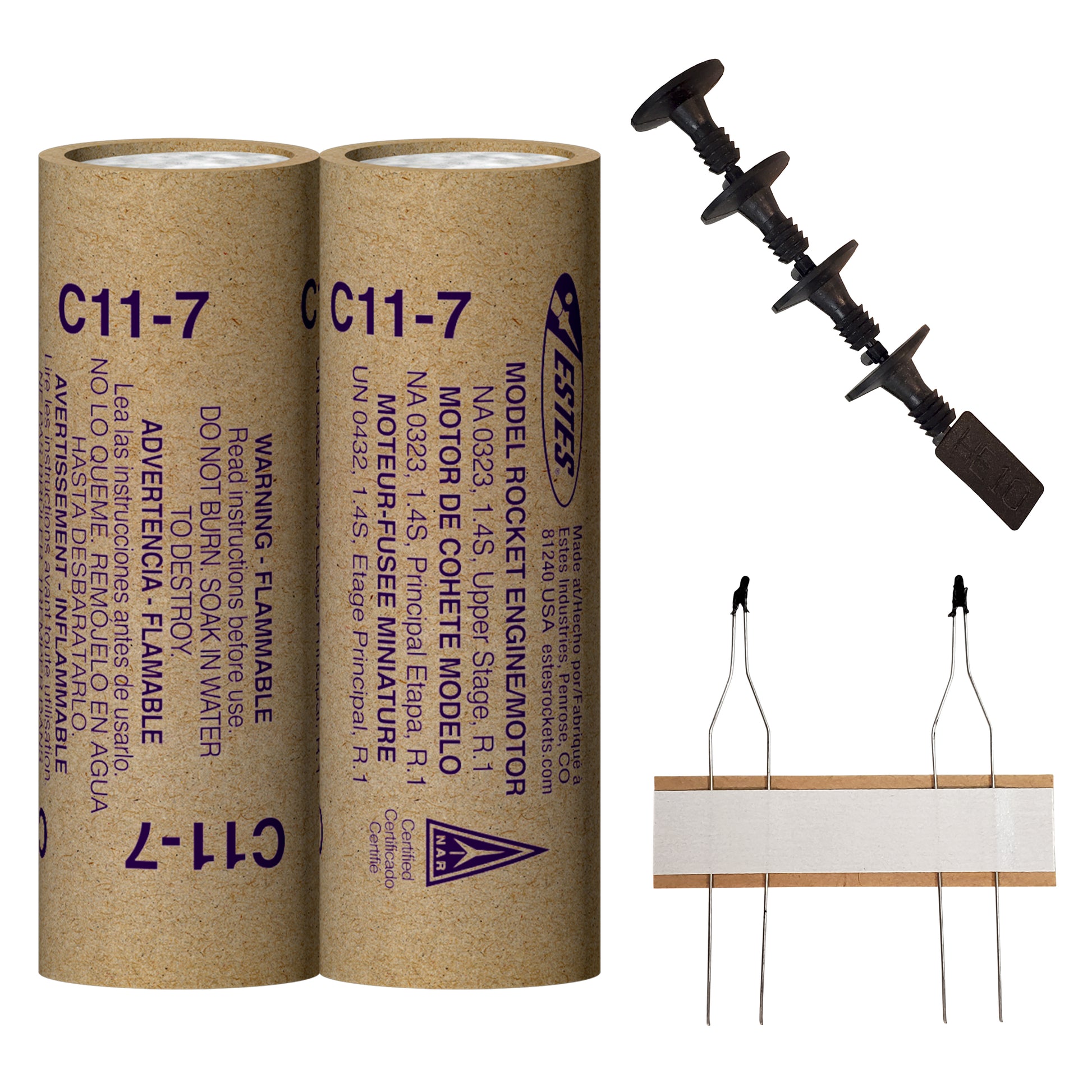 Estes C11-7 Model Rocket Engines with Plugs and Ignitors
