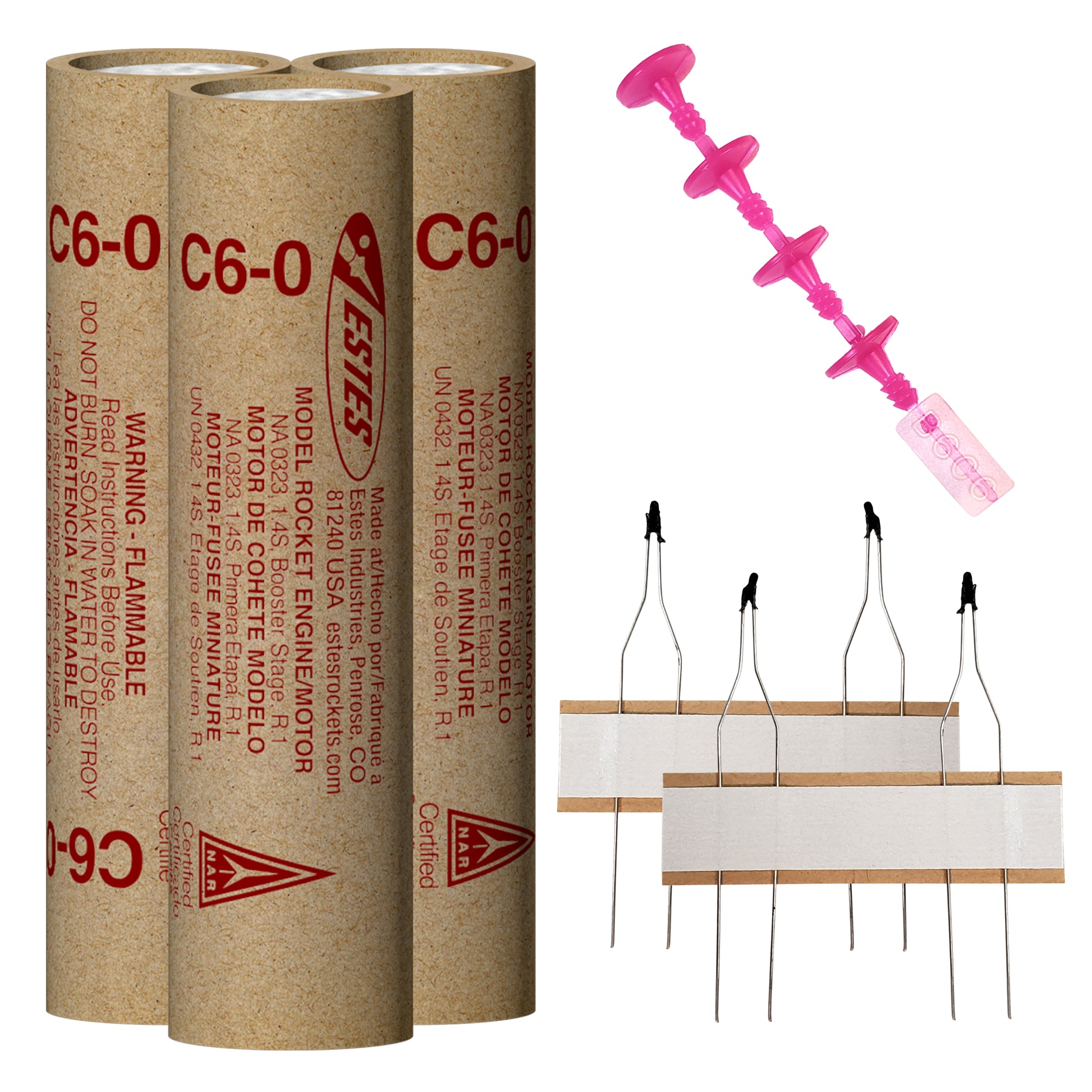 Estes C6-0 Model Rocket Engines with Plugs and Ignitors