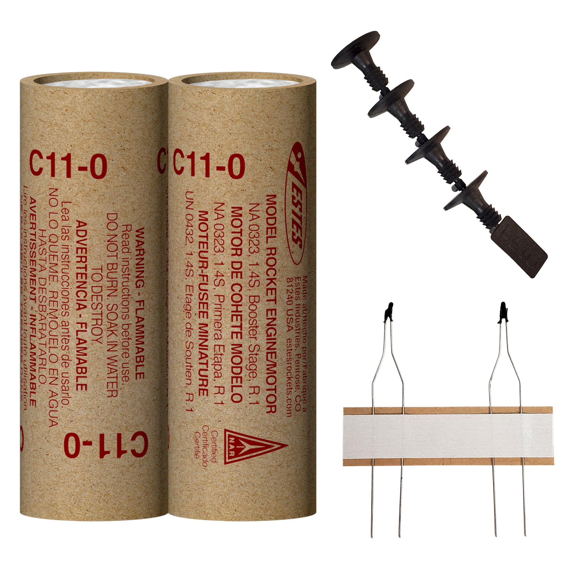 Estes C11-0 Model Rocket Engines with Plugs and Ignitors