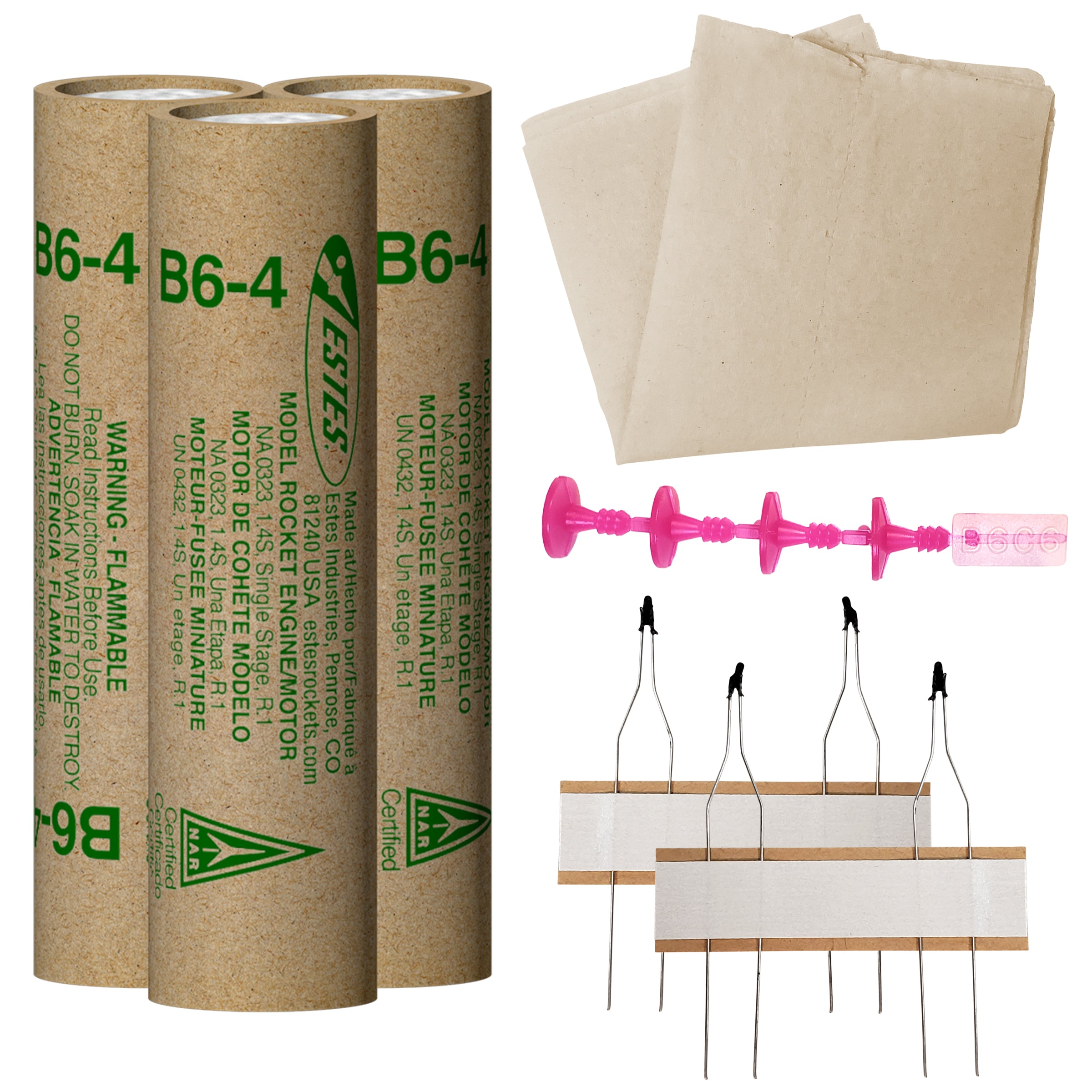 Plug Motor Model Rockets Paquete de vuelo del motor Estes B6-4: motores de cohete modelo de 18 ...