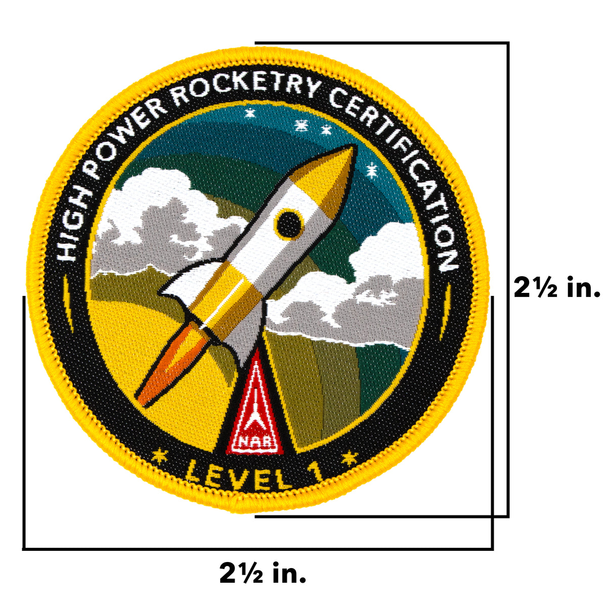 National Association of Rocketry (NAR) High Power Rocketry Certification Level 1 Patch - 2 1/2 inches wide by 2 1/2 inches tall