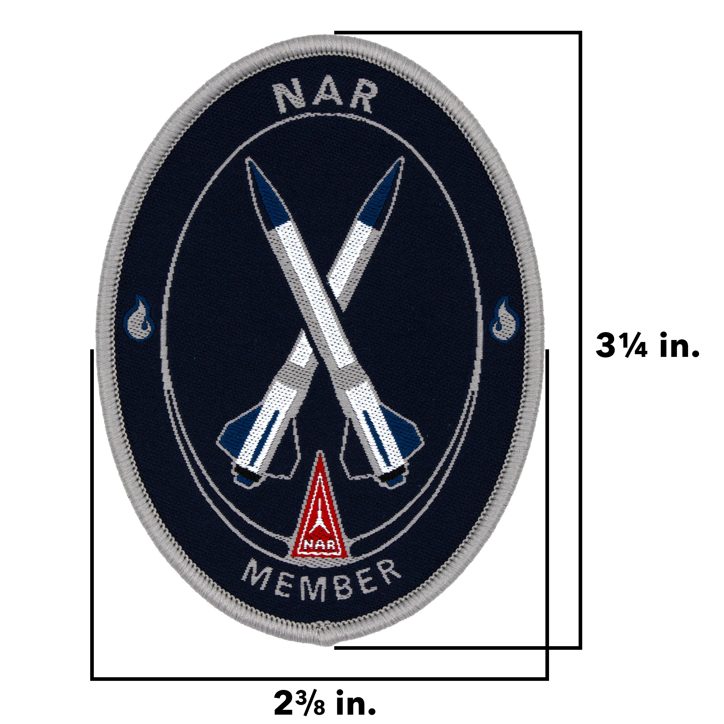 National Association of Rocketry (NAR) Member Patch - 2 3/8 inches wide by 3 1/4 inches tall