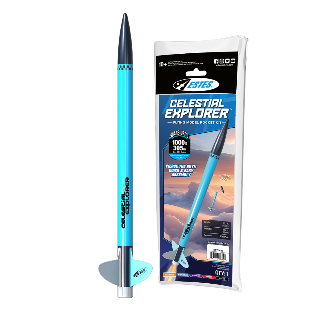 Celestial Explorer™ Model Rocket Kit - Beginner Friendly, 10 Minute ...