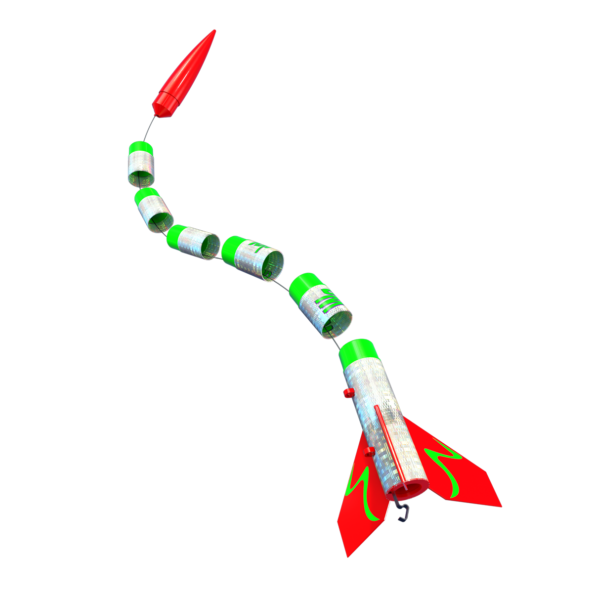 Estes Wacky Wiggler Christmas Themed Model Rocket Tumble Recovery