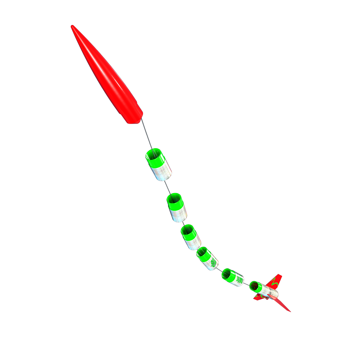 Estes Wacky Wiggler Christmas Themed Model Rocket Tumble Recovery