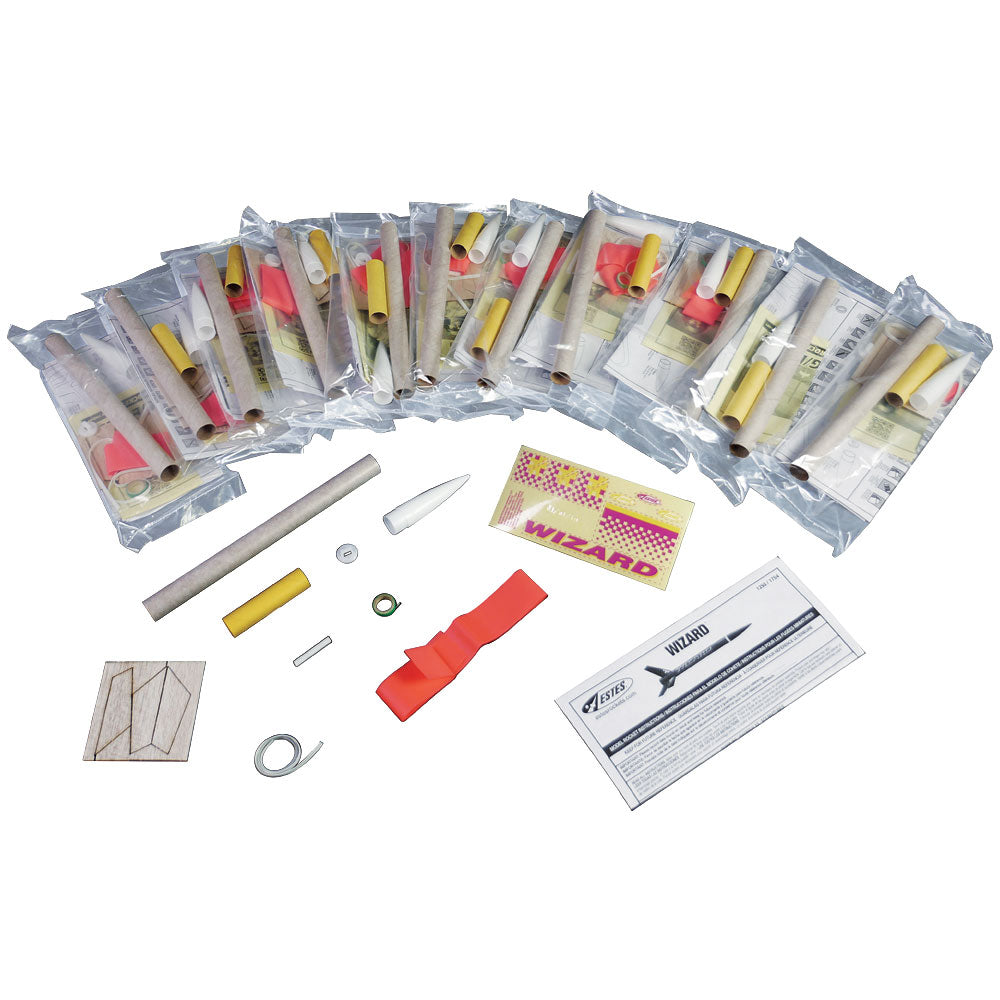 thumbnail interactive-video image 1 of Estes Wizard Rocket Bulk Pack - 12 Rockets For Group Launches - Model Rocket Kit 1 of 13