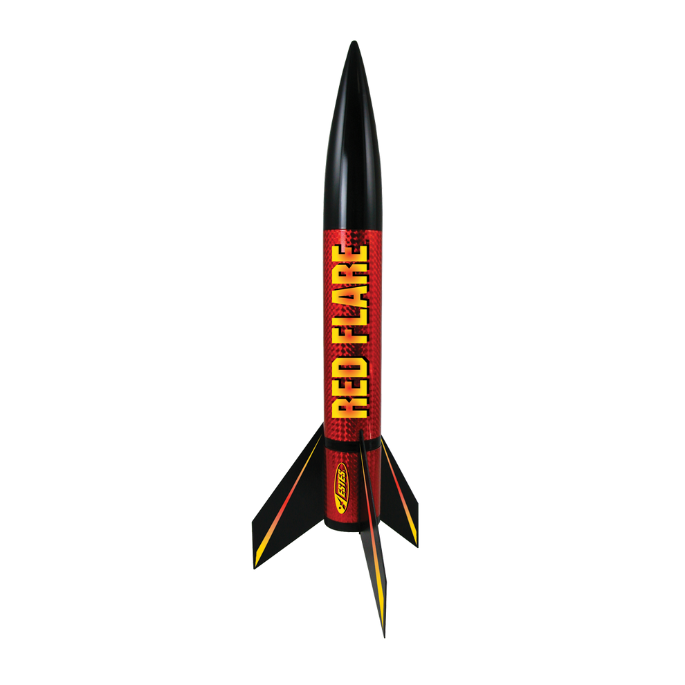Red Flare Model Rocket Kit - Holographic Red Finish and 1000 ft Flights ...