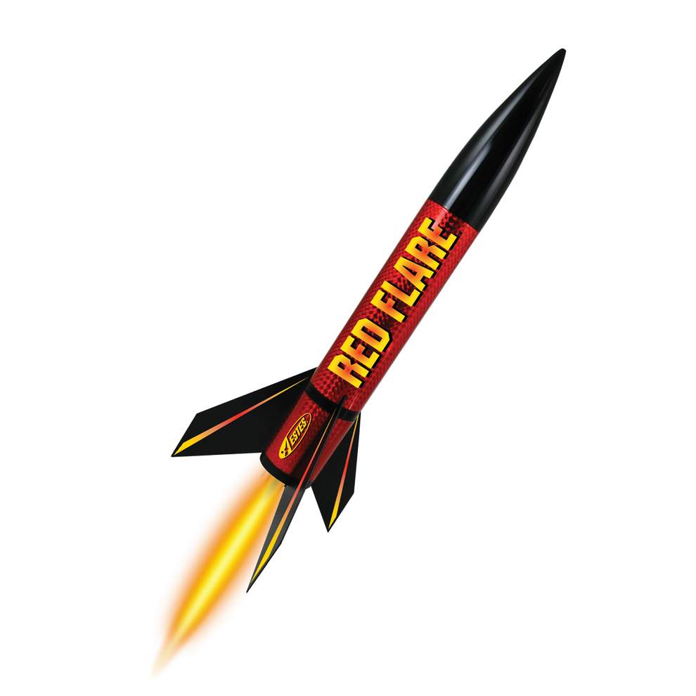 Red Flare Model Rocket Kit - Holographic Red Finish and 1000 ft Flights ...