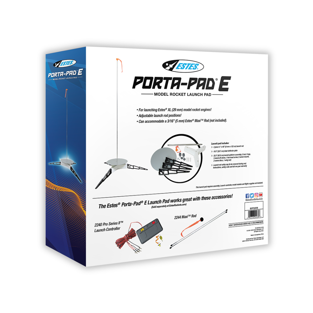 Estes Porta-Pad E Model Rocket Launch Pad Package - Back