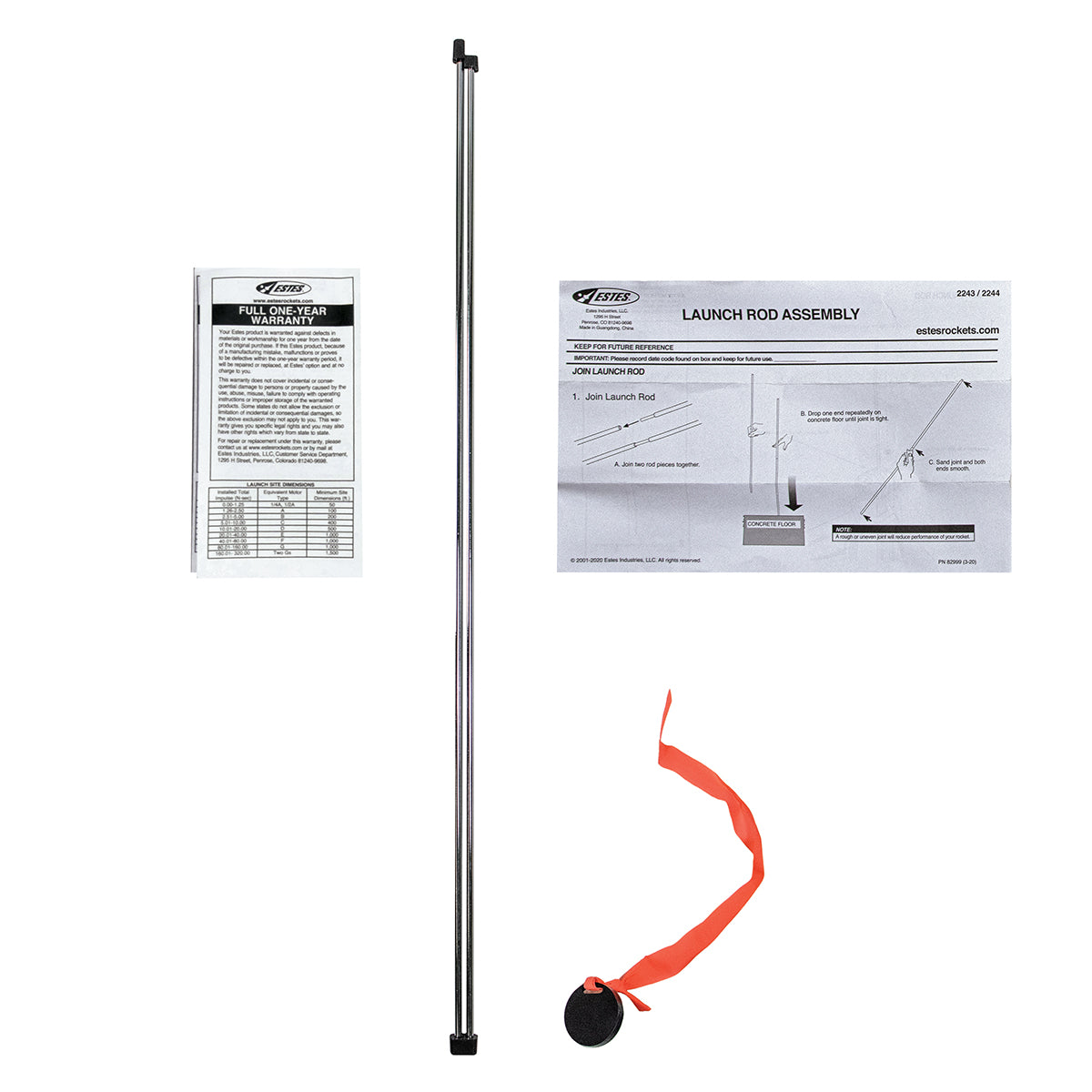 1/8" Two-Piece Launch Rod with Instructions and Full 1 Year Warranty
