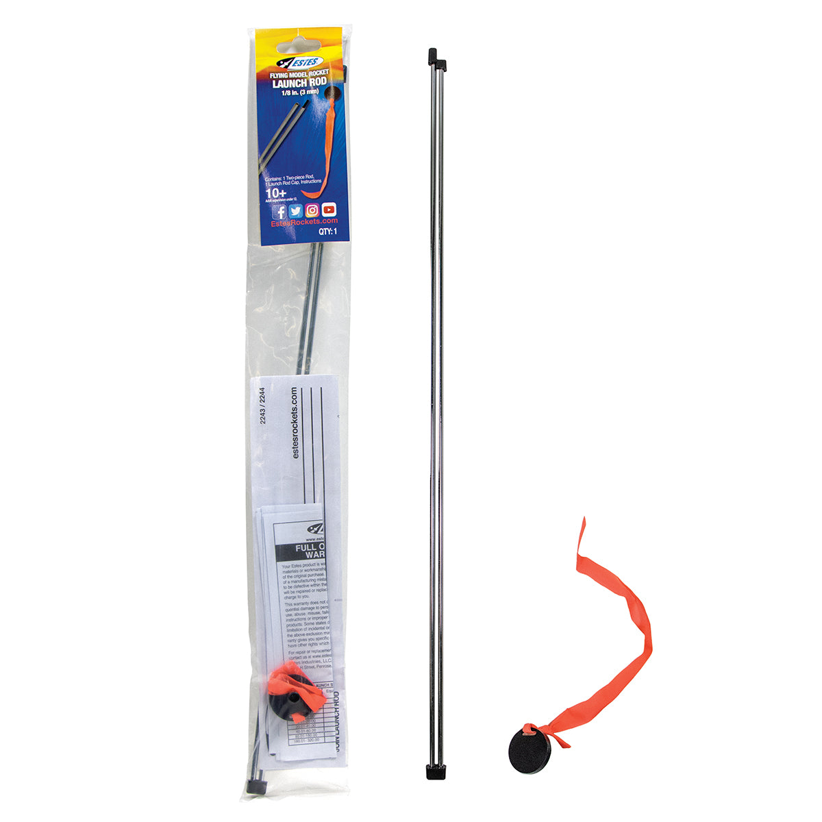 1/8" Two-Piece Launch Rod Model Rocket Accessory 