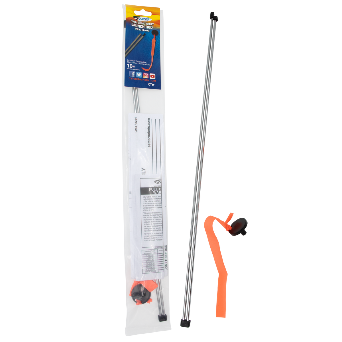 Estes 1/8" Two-Piece Launch Rod for Model Rockets