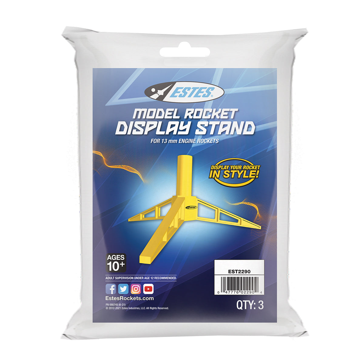 Estes Model Rocket Display Stand for Mini 13mm Engine Rockets - 3 Pack 