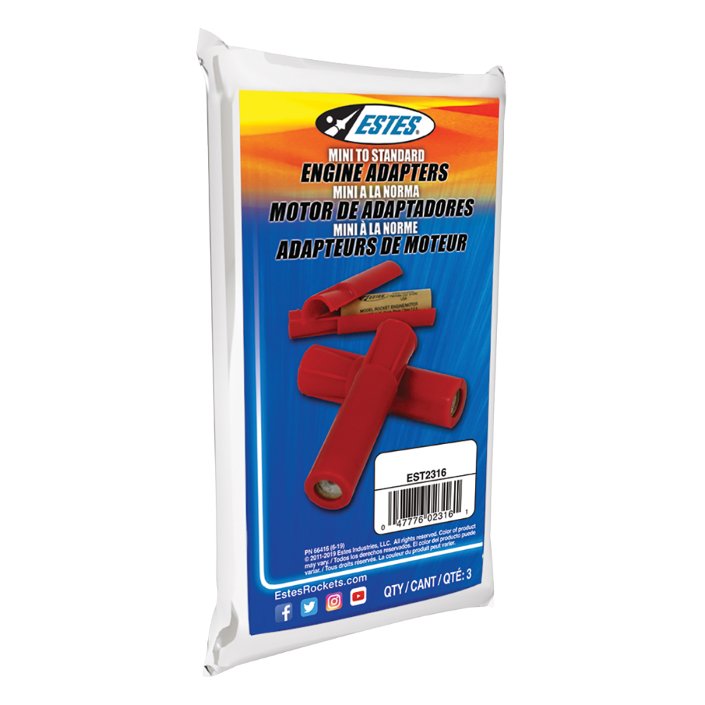 Estes Model Rockets Mini to Standard Size Engine Adapters Package