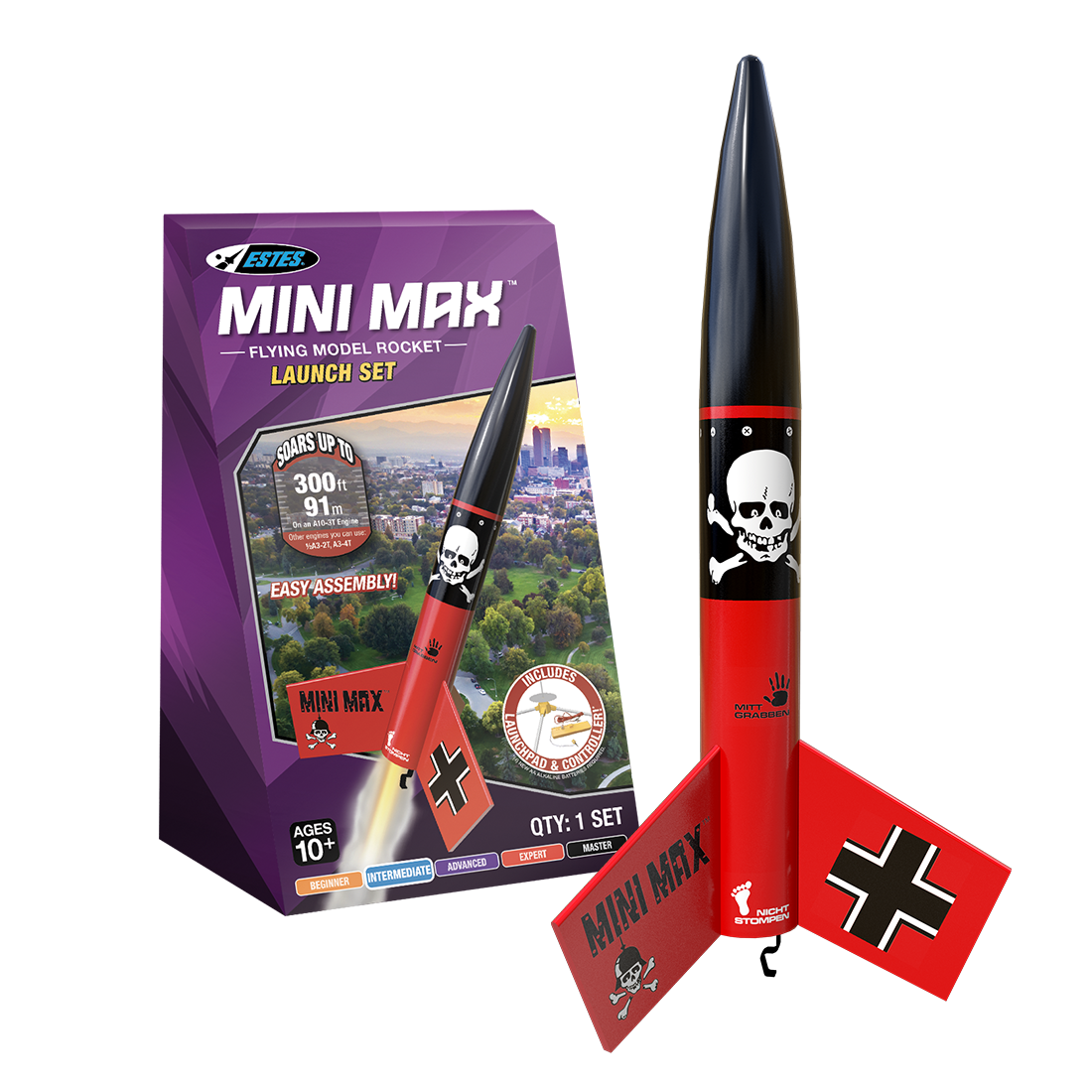 Min8i Rockets Mini Der Red Max™ Launch Set - Compact Rocket, Big Thrills | Estes Rockets
