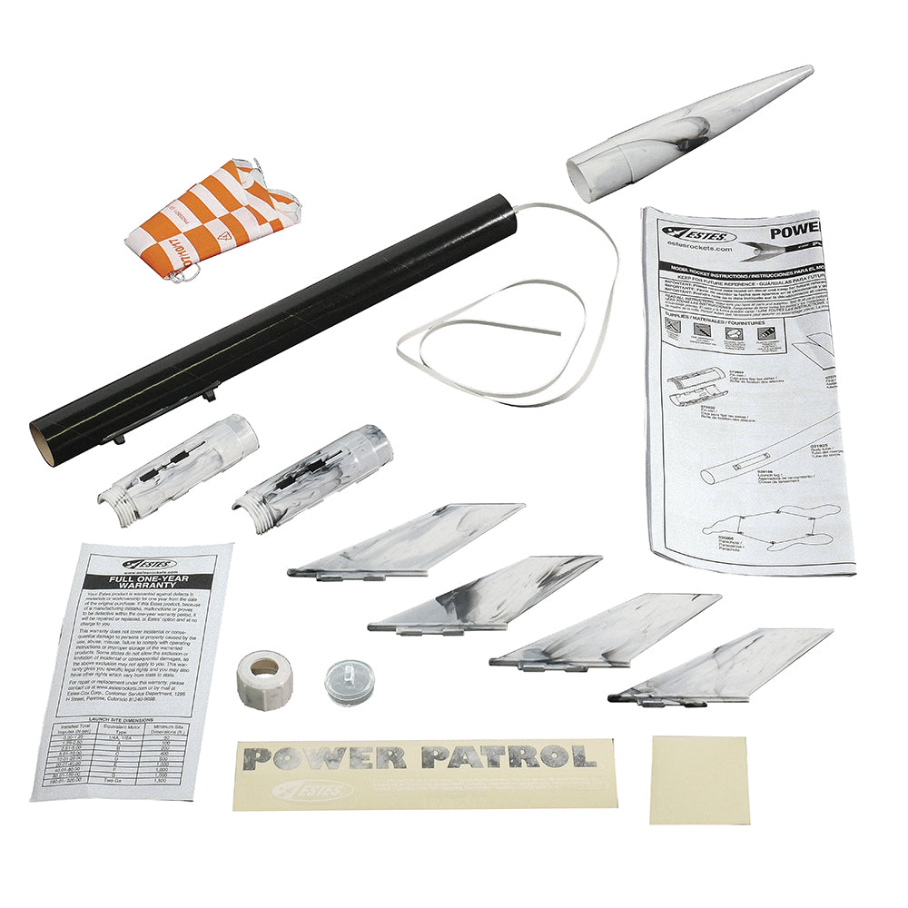 Estes Power Patrol Beginner Model Rocket Kit Parts