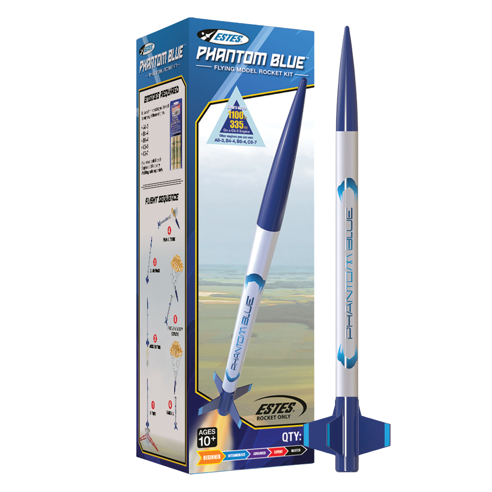 Estes Phantom Blue Flying Model Rocket Kit for Beginners 
