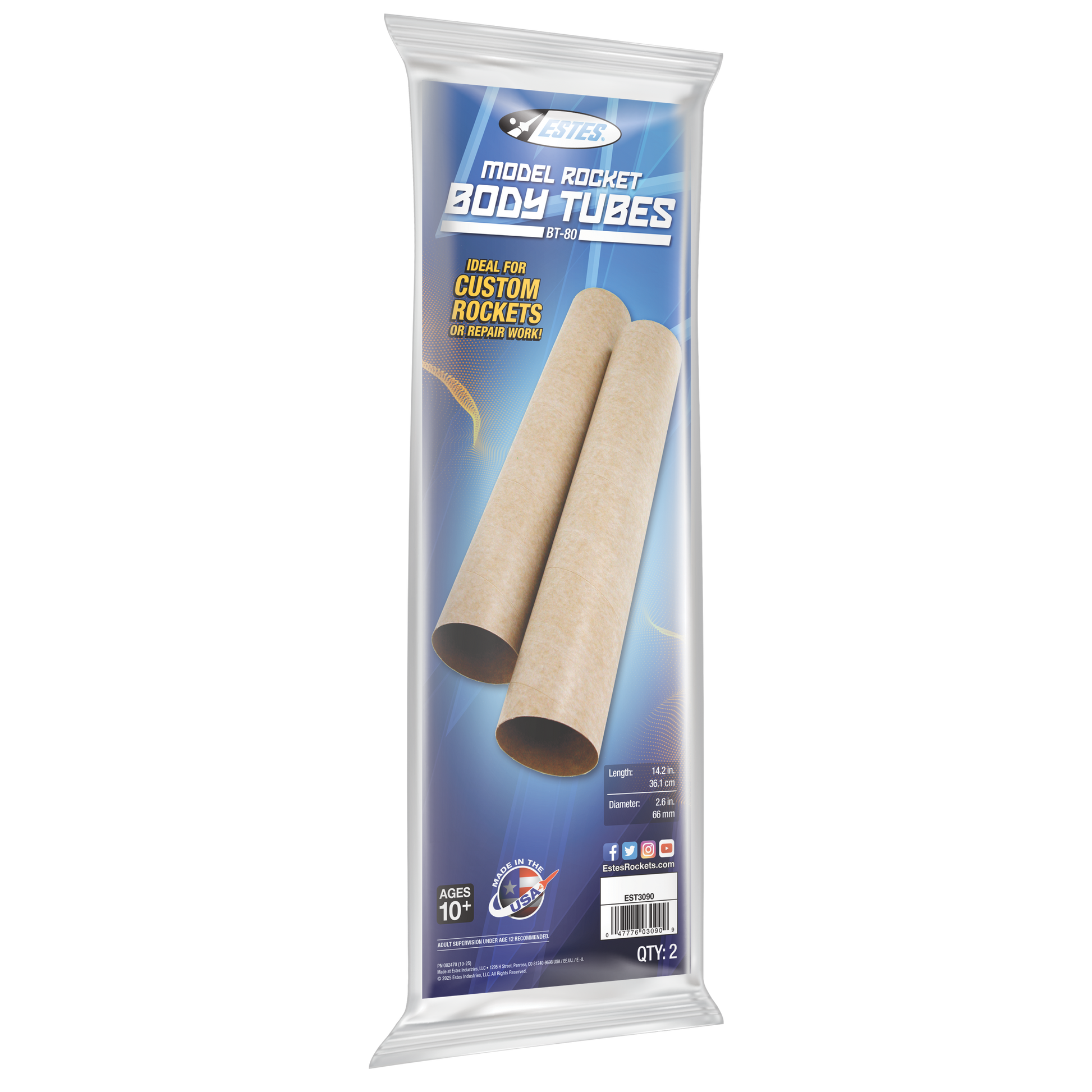 Estes BT80 Model Rocket Body Tubes - Ideal for Custom Rockets or Repair Work