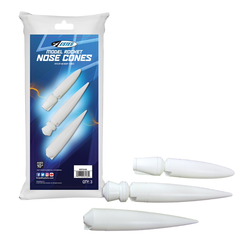 Estes NC-60 Model Rocket Nose Cones - 3 Pack