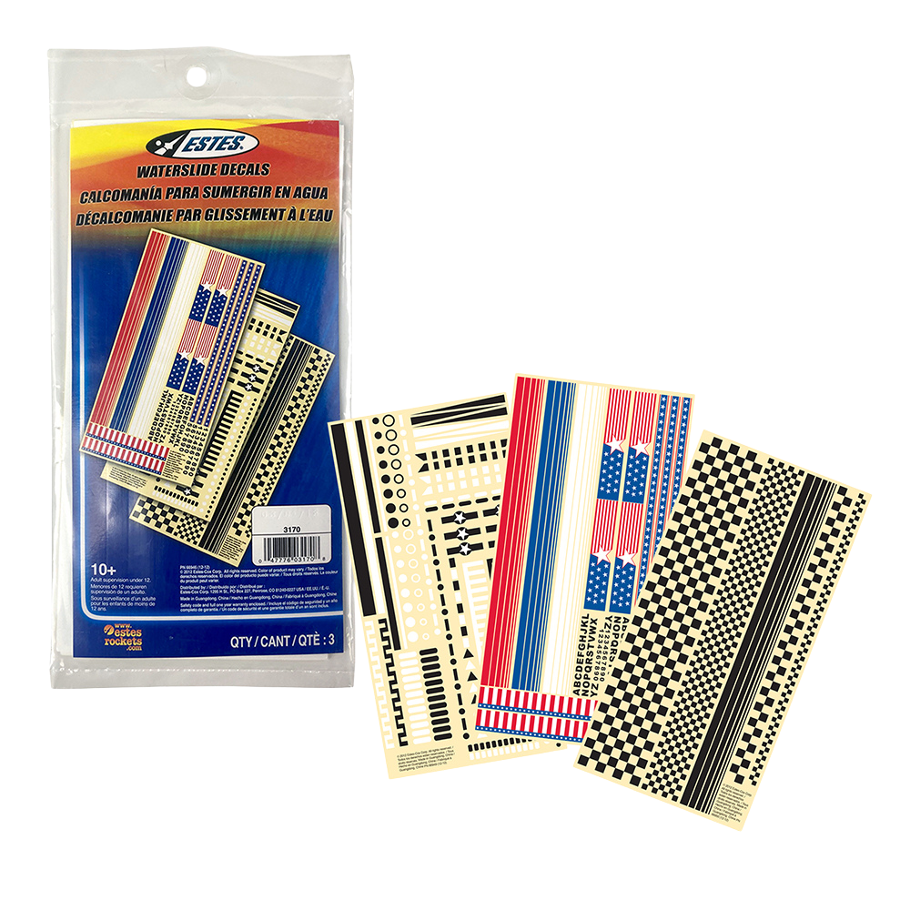 Estes Water Slide Decal Set - Model Rocket Accessory