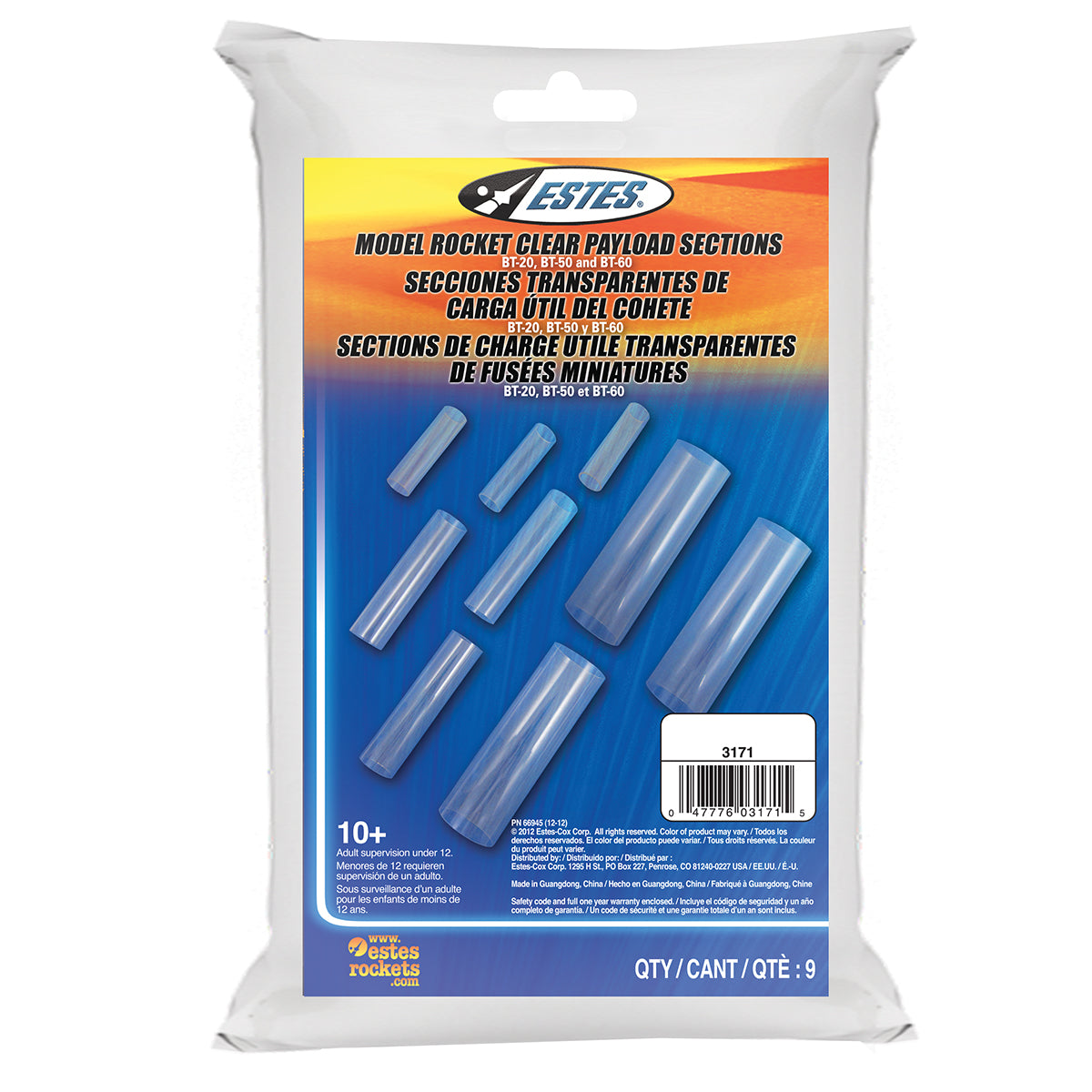 Estes Clear Payload Section Assortment Model Rocket Accessory