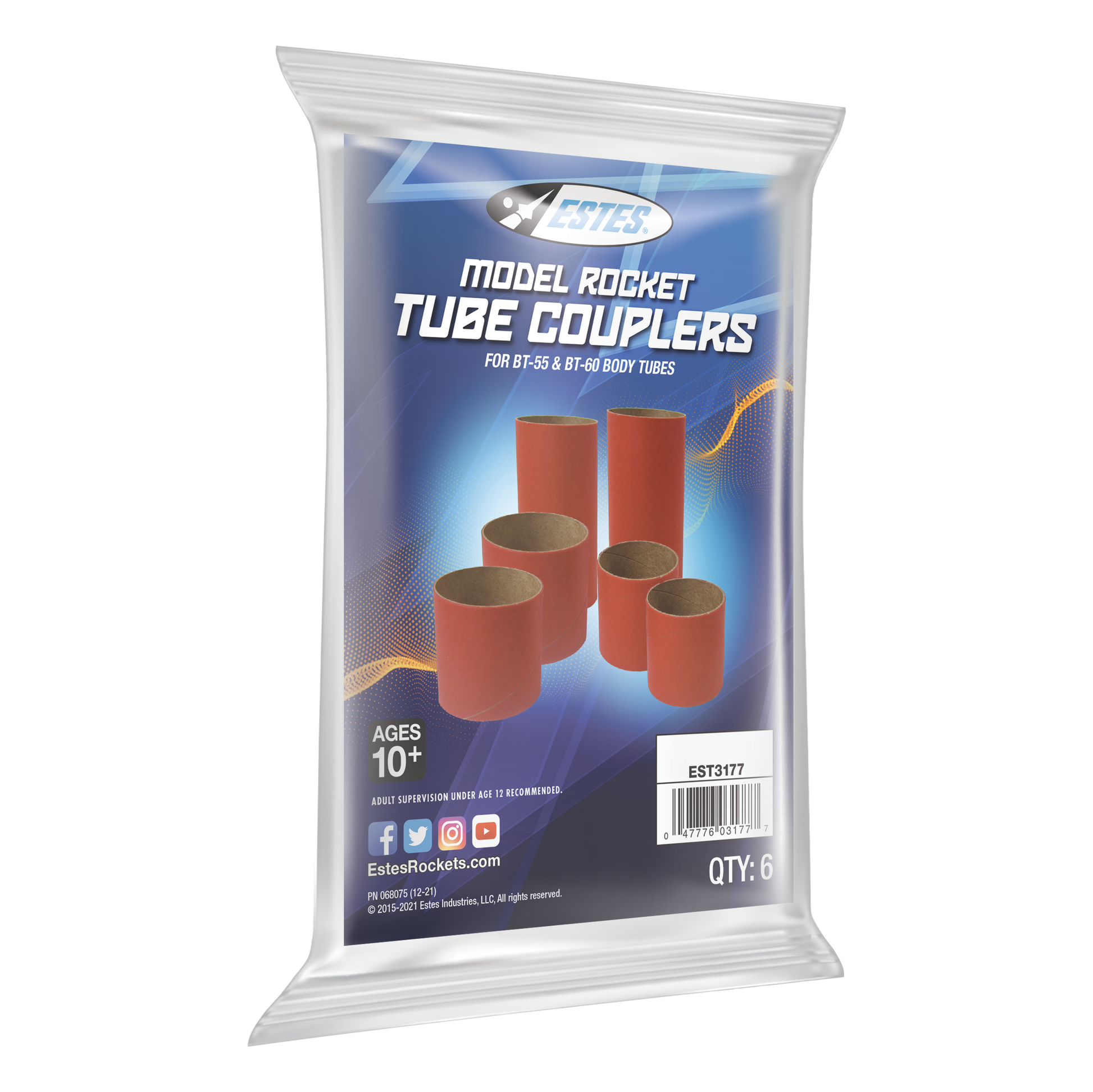 Estes BT55 & BT60 Model Rocket Body Tube Couplers - Pack of 6