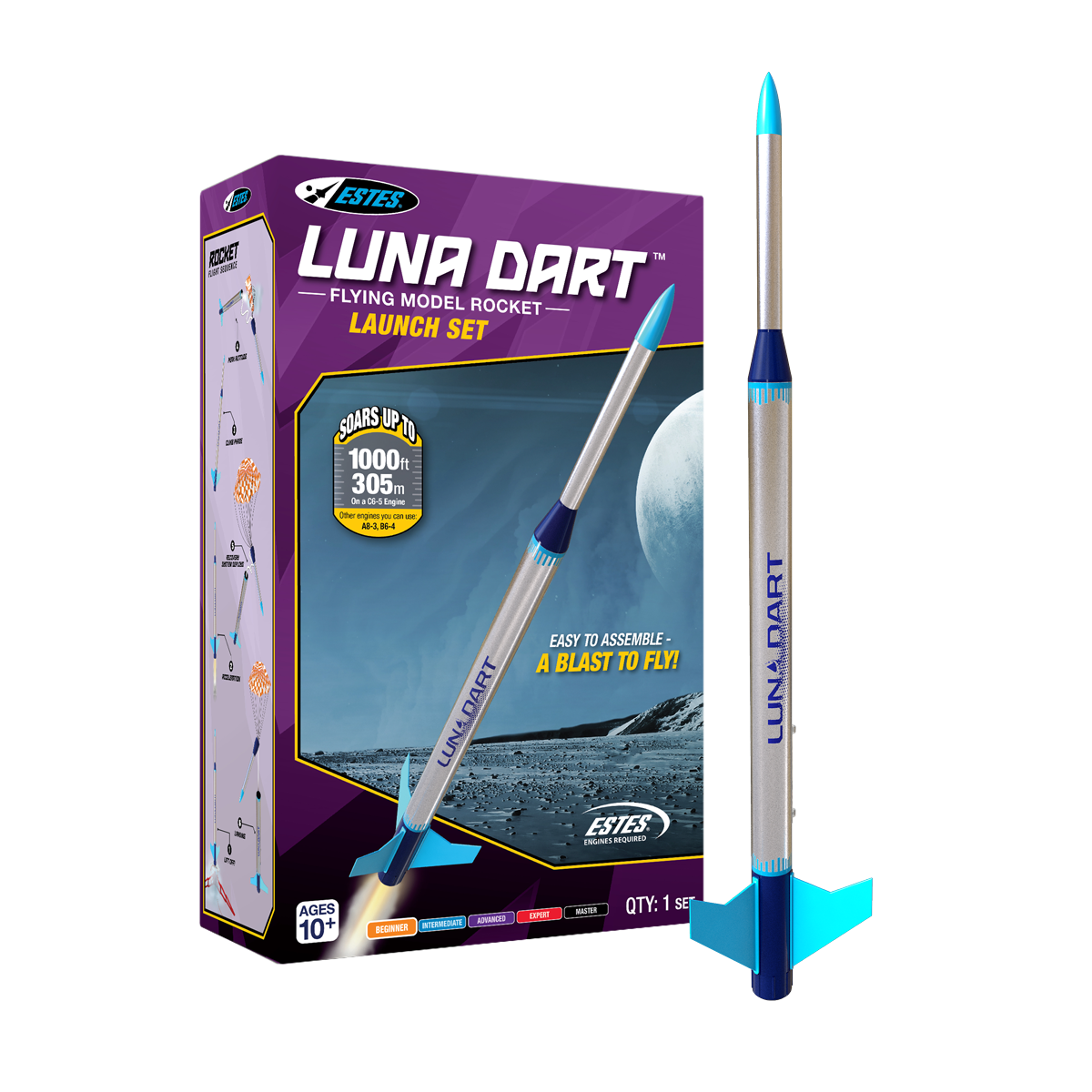 Estes Luna Dart Launch Set Model Rocket for Beginners