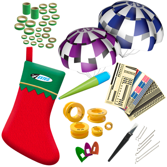 Estes Builders Holiday Stocking Bundle Gift for Model Rocket Enthusiasts