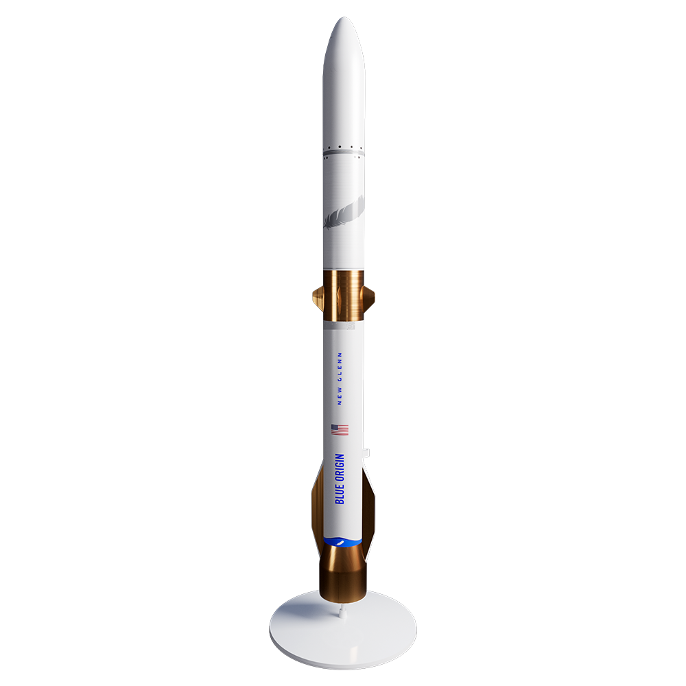 Estes Blue Origin New Glenn Model Rocket on Display Stand
