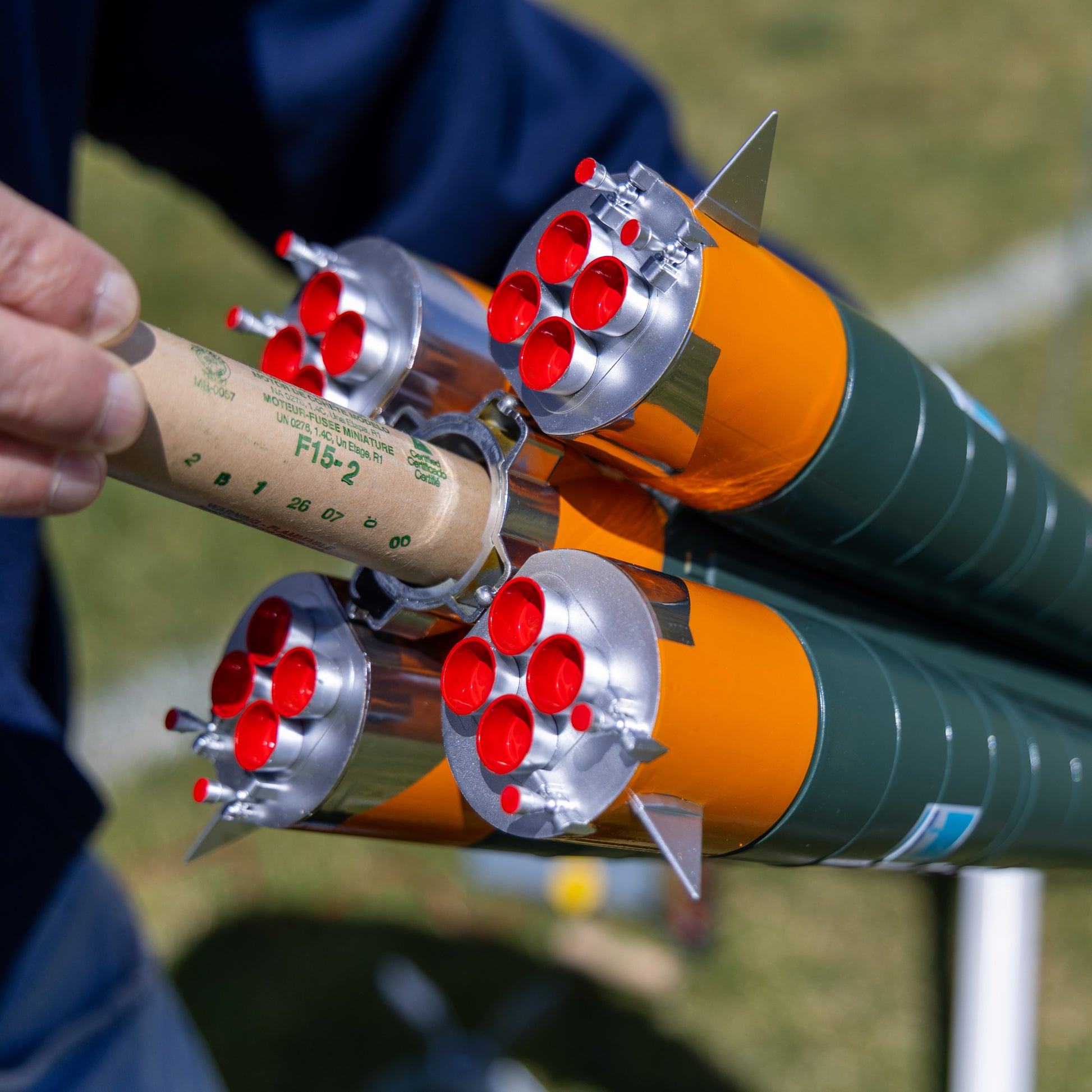 Estes F15-2 Engine being inserted to the Soyuz Model Rocket