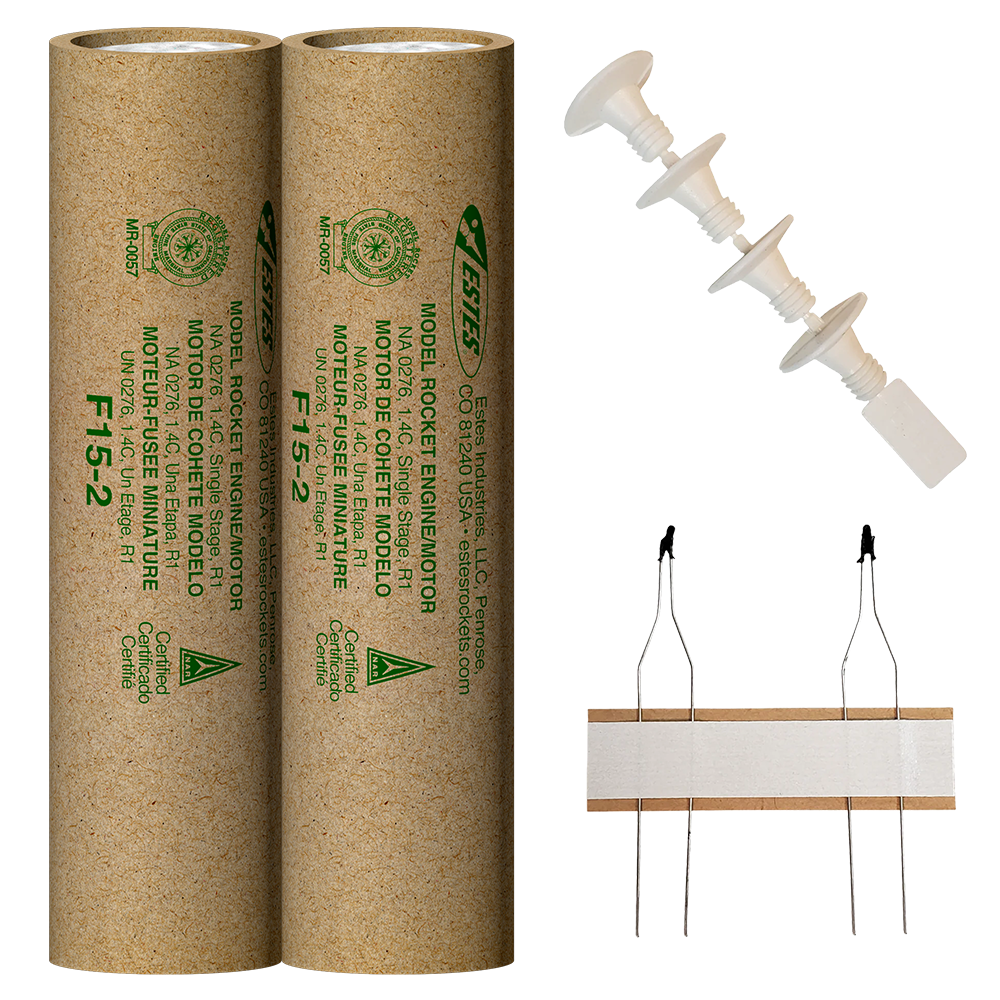 Estes F15-2 29mm Model Rocket Engines with Plugs and Ignitors