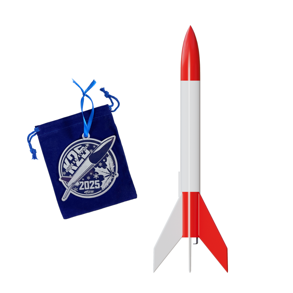 Estes K-25 Astron Alpha Model Rocket with 2025 Christmas Ornament