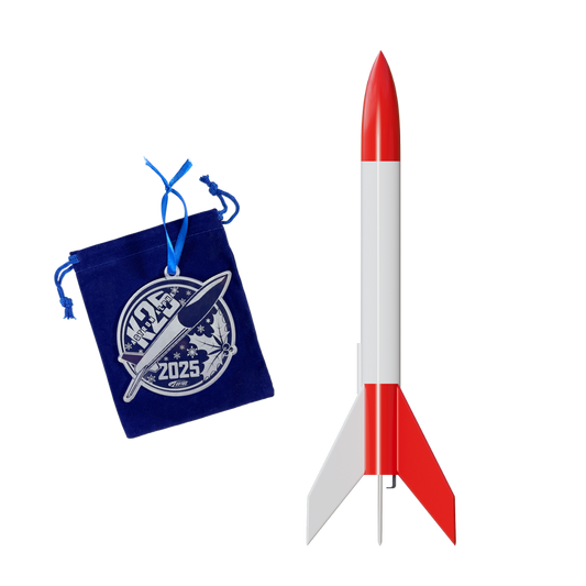 Estes K-25 Astron Alpha Model Rocket with 2025 Christmas Ornament