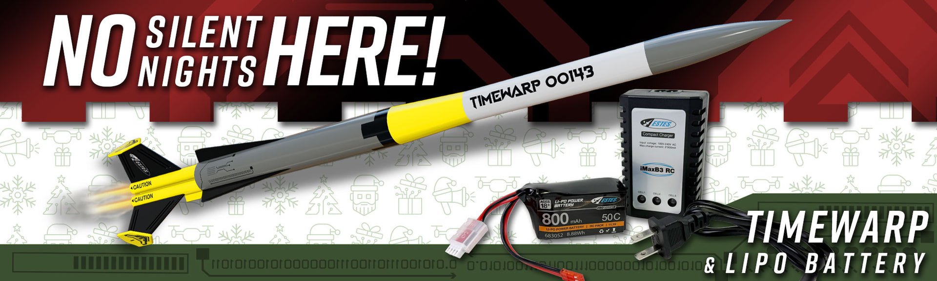 TimeWarp model rocket and Li-Po Power Battery Bundle Christmas Gift for model rocket enthusiasts